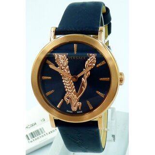 Versace Uhr Uhren Damenuhr VEHC00419 V Virtus Leder blau