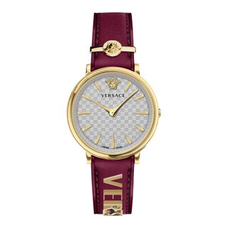 Versace Uhr Uhren Damenuhr VE8104322 V CIRCLE Leder rot gold